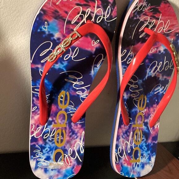 Bebe jeweled bling flip flops Tamia 8 - Picture 2 of 5